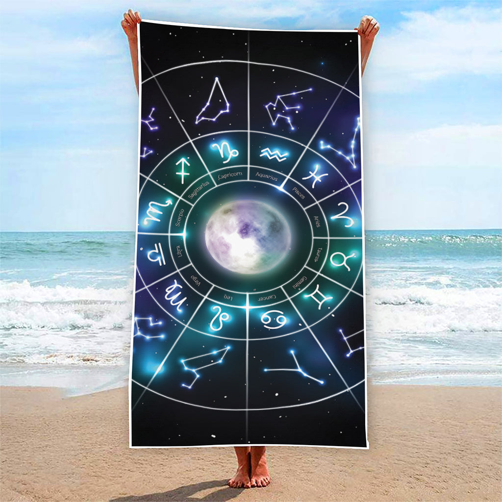 Galaxy Zodiac Wheel Print Beach Towel