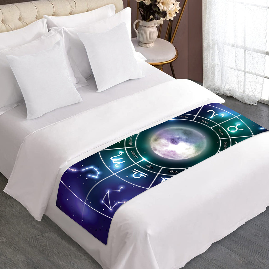 Galaxy Zodiac Wheel Print Bed Runner