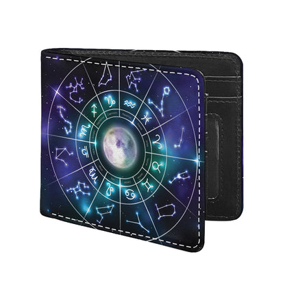 Galaxy Zodiac Wheel Print Bifold Wallet