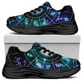 Galaxy Zodiac Wheel Print Black Chunky Shoes