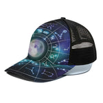 Galaxy Zodiac Wheel Print Black Mesh Trucker Cap