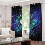Galaxy Zodiac Wheel Print Blackout Grommet Curtains