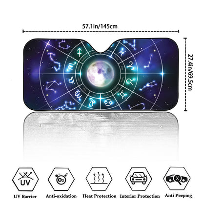 Galaxy Zodiac Wheel Print Car Windshield Sun Shade