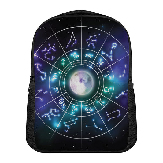 Galaxy Zodiac Wheel Print Casual Backpack
