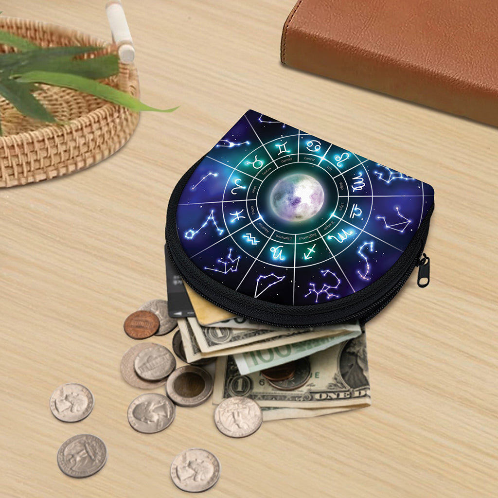 Galaxy Zodiac Wheel Print Coin Purse