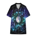 Galaxy Zodiac Wheel Print Cotton Hawaiian Shirt