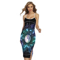 Galaxy Zodiac Wheel Print Cross Back Cami Dress