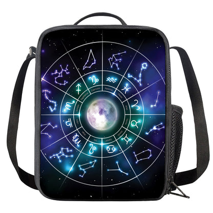 Galaxy Zodiac Wheel Print Crossbody Lunch Bag