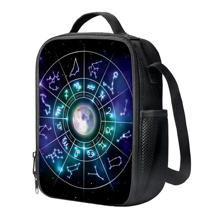 Galaxy Zodiac Wheel Print Crossbody Lunch Bag