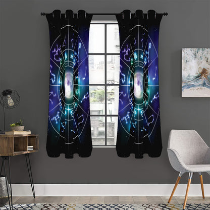 Galaxy Zodiac Wheel Print Curtain