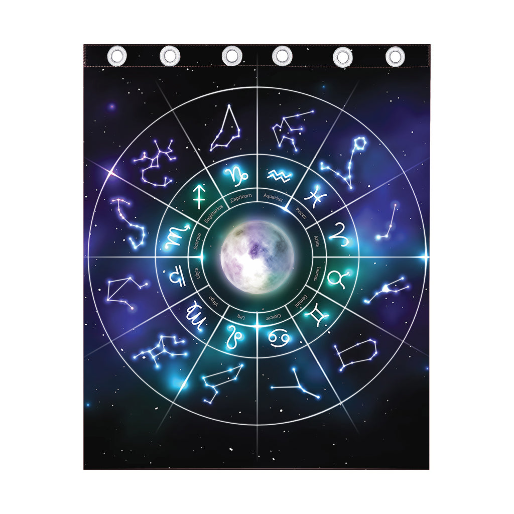 Galaxy Zodiac Wheel Print Curtain
