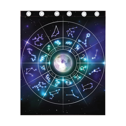Galaxy Zodiac Wheel Print Curtain