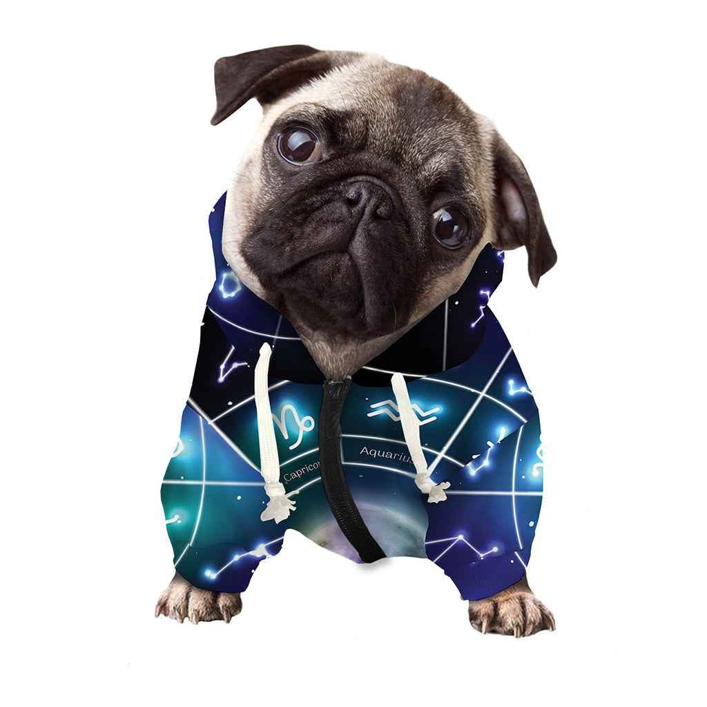 Galaxy Zodiac Wheel Print Dog Zip Up Hoodie