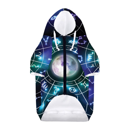 Galaxy Zodiac Wheel Print Dog Zip Up Hoodie