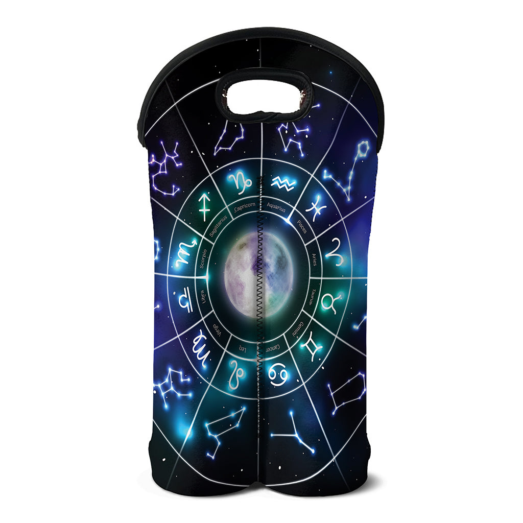 Galaxy Zodiac Wheel Print Double Neoprene Wine Tote