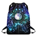 Galaxy Zodiac Wheel Print Drawstring Backpack