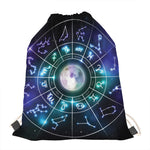 Galaxy Zodiac Wheel Print Drawstring Bag