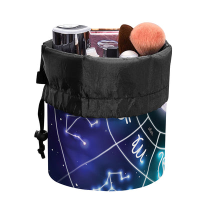 Galaxy Zodiac Wheel Print Drawstring Makeup Bag