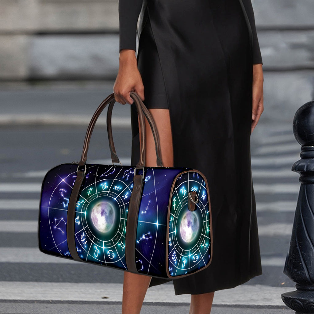 Galaxy Zodiac Wheel Print Duffle Bag