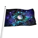Galaxy Zodiac Wheel Print Flag