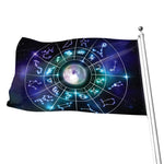 Galaxy Zodiac Wheel Print Flag