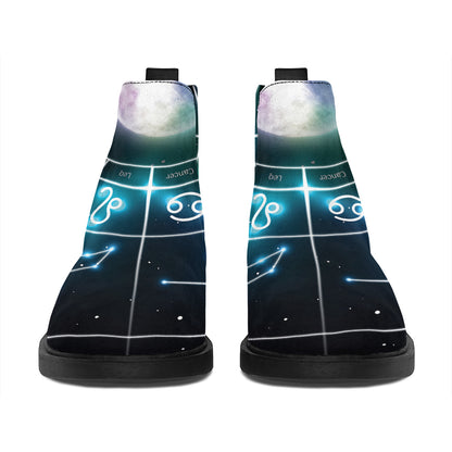 Galaxy Zodiac Wheel Print Flat Ankle Boots