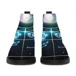 Galaxy Zodiac Wheel Print Flat Ankle Boots