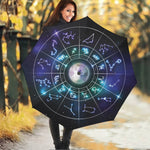 Galaxy Zodiac Wheel Print Foldable Umbrella