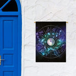 Galaxy Zodiac Wheel Print Garden Flag