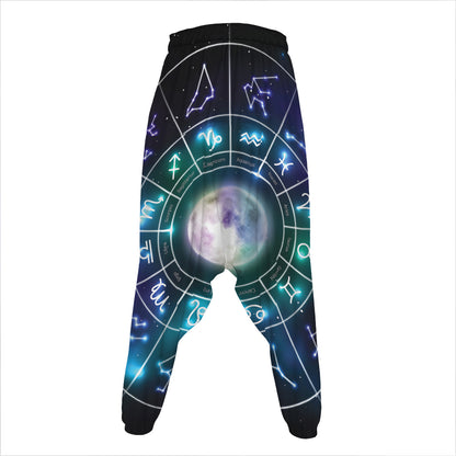 Galaxy Zodiac Wheel Print Hammer Pants