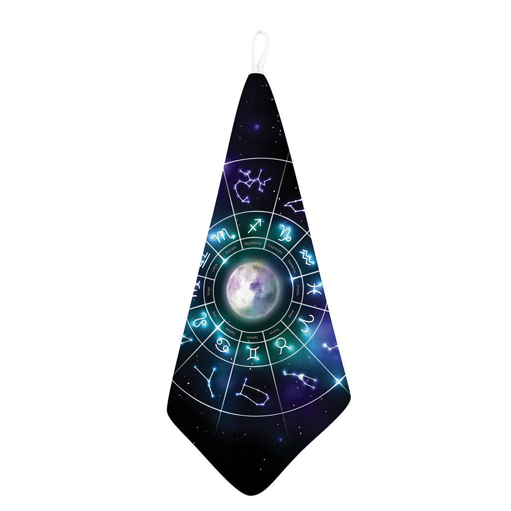 Galaxy Zodiac Wheel Print Hand Towel