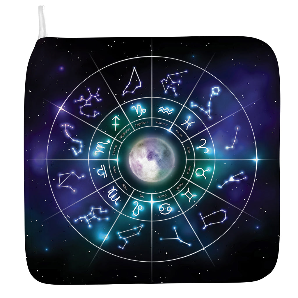 Galaxy Zodiac Wheel Print Hand Towel