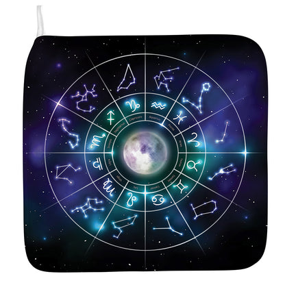 Galaxy Zodiac Wheel Print Hand Towel