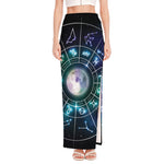 Galaxy Zodiac Wheel Print High Slit Maxi Skirt