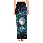 Galaxy Zodiac Wheel Print High Slit Maxi Skirt