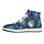 Galaxy Zodiac Wheel Print High Top Leather Sneakers