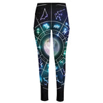 Galaxy Zodiac Wheel Print High-Waisted Pocket Leggings