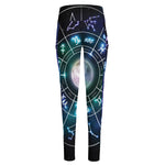 Galaxy Zodiac Wheel Print High-Waisted Pocket Leggings