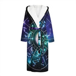 Galaxy Zodiac Wheel Print Hooded Bathrobe