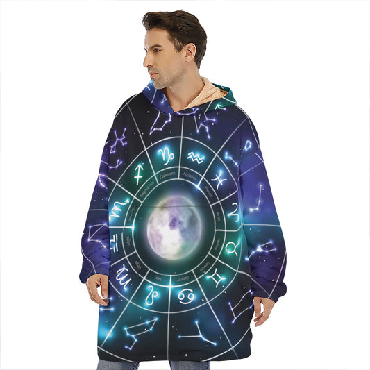 Galaxy Zodiac Wheel Print Hoodie Blanket