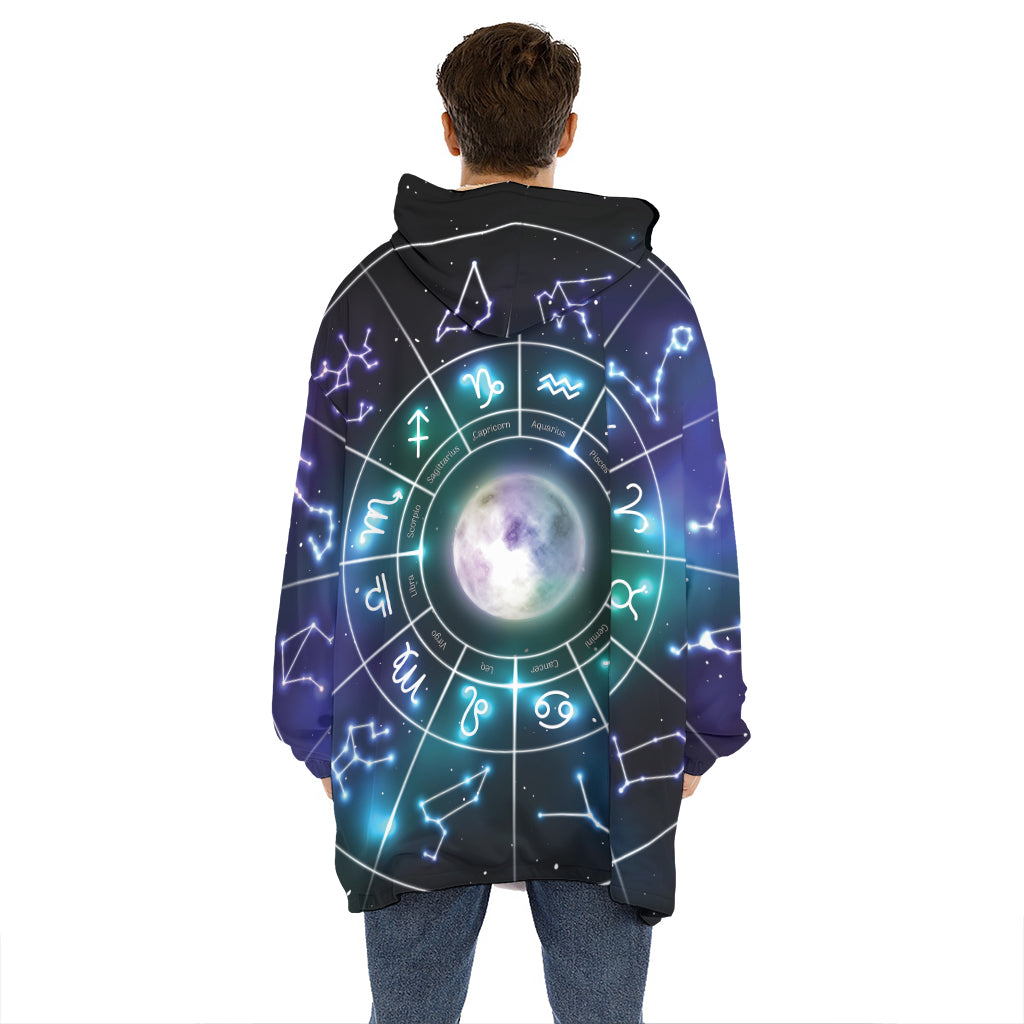 Galaxy Zodiac Wheel Print Hoodie Blanket