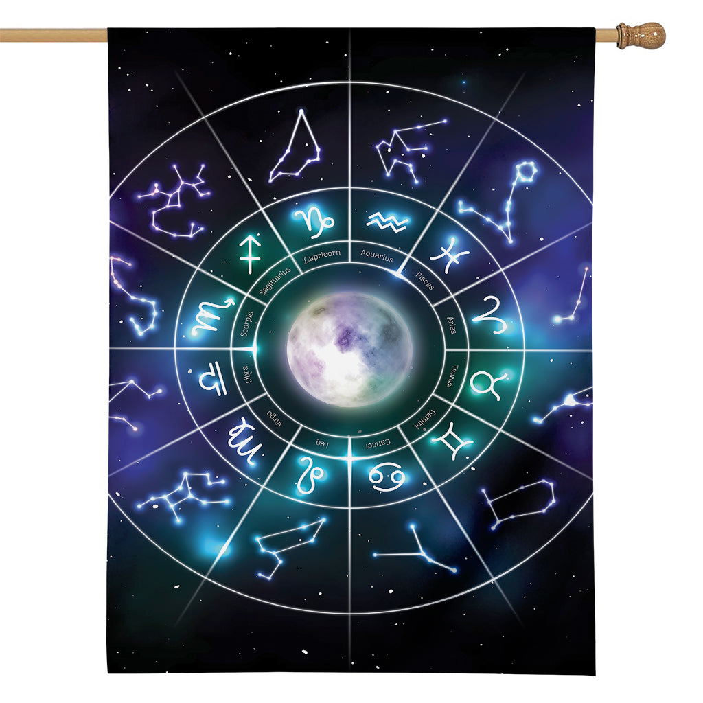 Galaxy Zodiac Wheel Print House Flag