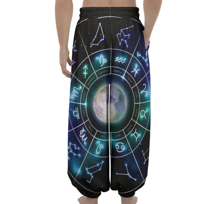 Galaxy Zodiac Wheel Print Lantern Pants