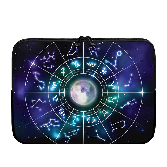Galaxy Zodiac Wheel Print Laptop Sleeve