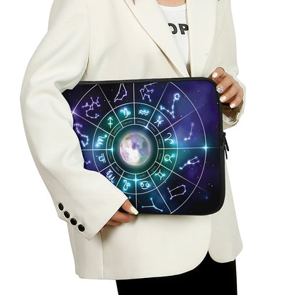 Galaxy Zodiac Wheel Print Laptop Sleeve