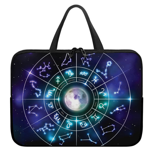 Galaxy Zodiac Wheel Print Laptop Sleeve With Handle