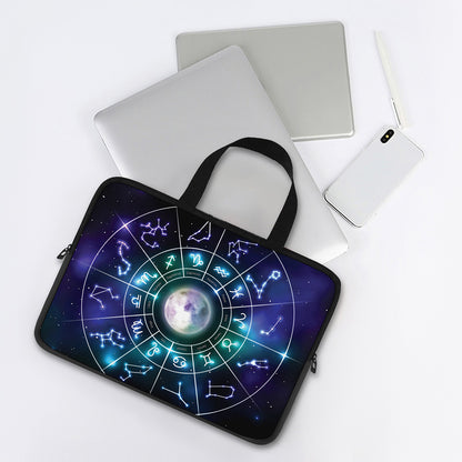 Galaxy Zodiac Wheel Print Laptop Sleeve With Handle