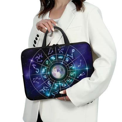 Galaxy Zodiac Wheel Print Laptop Sleeve With Handle