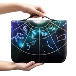 Galaxy Zodiac Wheel Print Leather Bible Cover