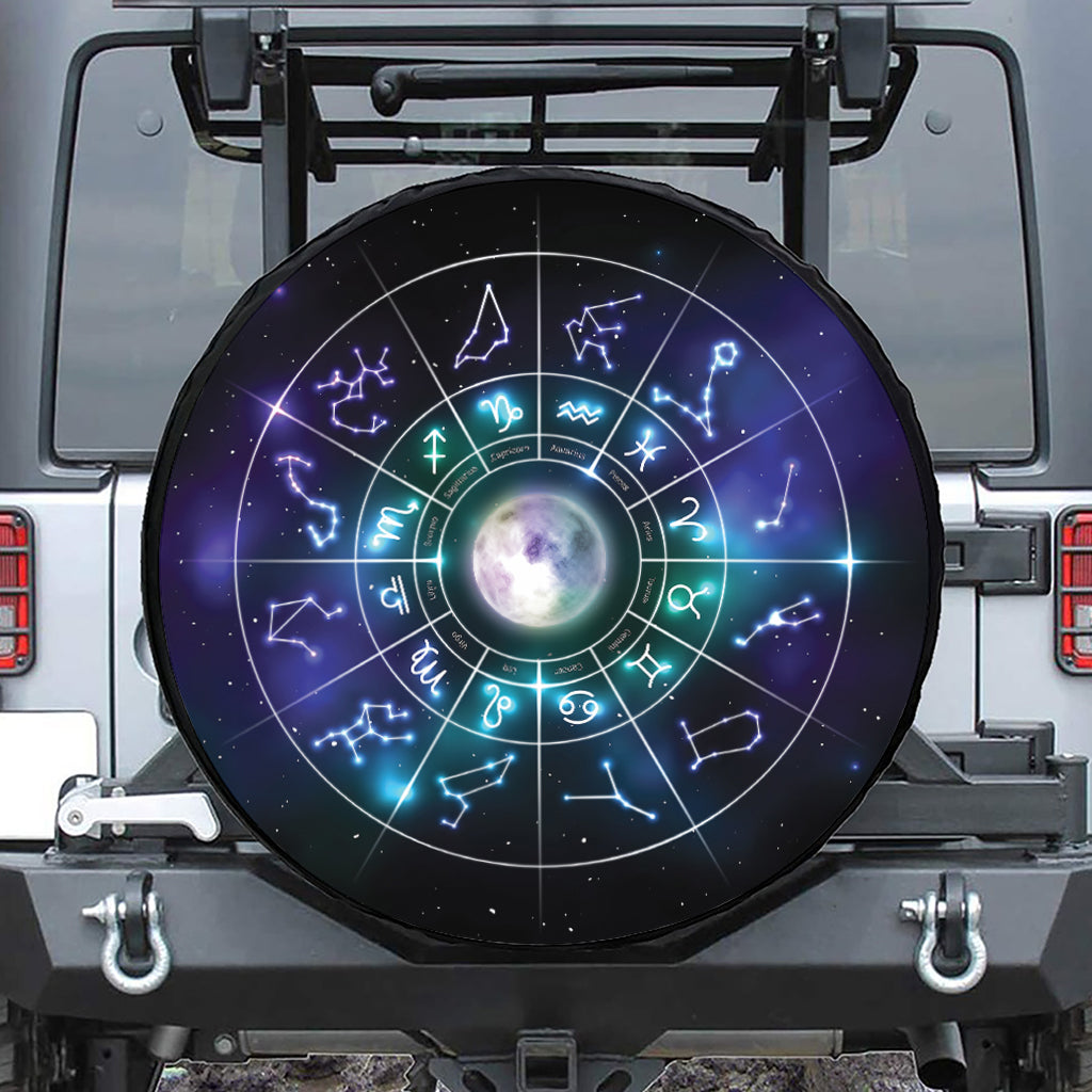 Galaxy Zodiac Wheel Print Leather Spare Tire Cover